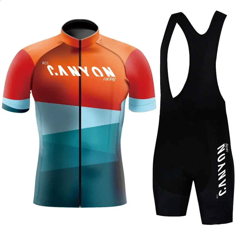 Men Cycling Jersey Set Summer Short Sleeve Breathable MTB Bike Cycling Clothing Maillot RCC CANYON Uniform Suit 240731