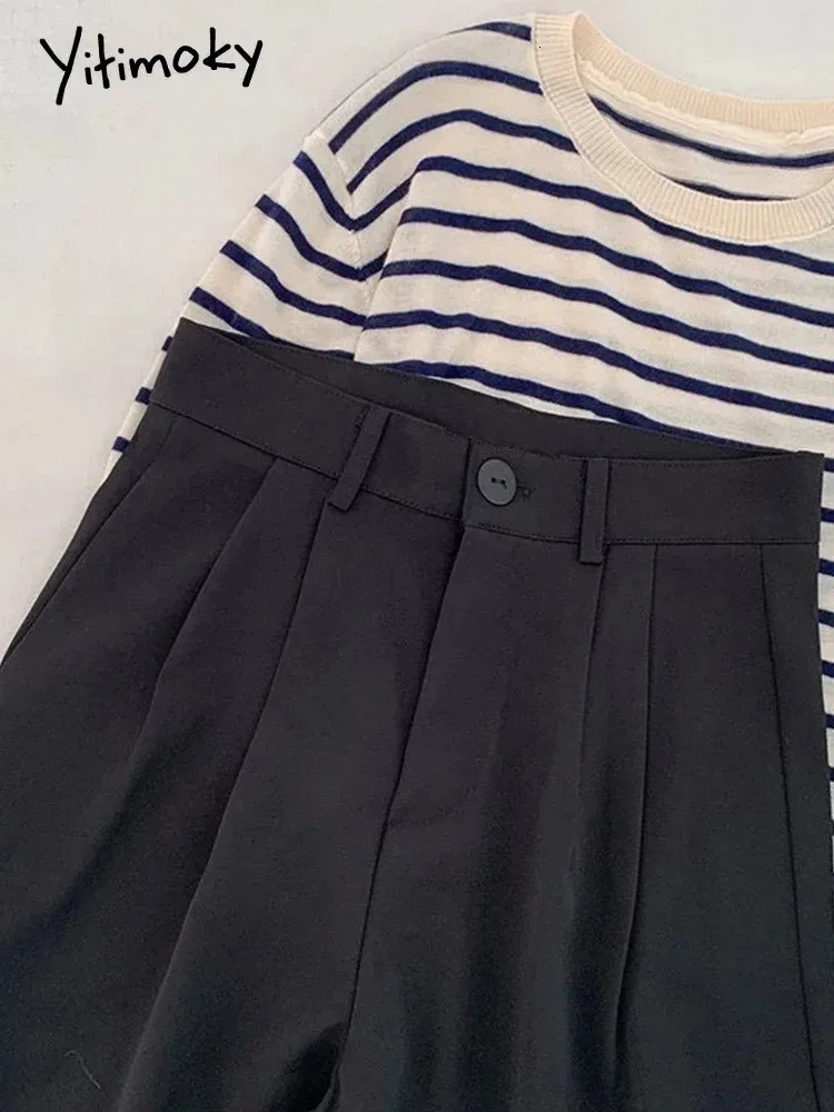 Yitimoky Black Suit Pants Women Casual High Waist Korean Fashion Office Elegant Straight Spring Summer Fall Winter Trousers 240816