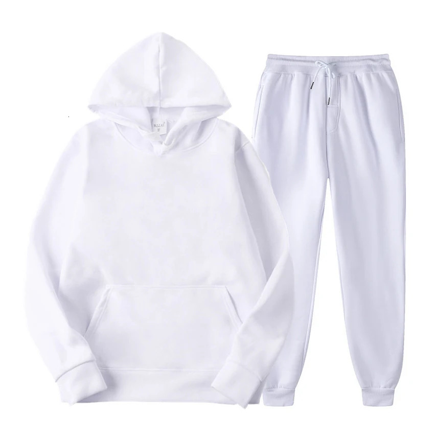 Plain Fleece Hoodie And Jogger Set Men Jogging Suits Tracksuit Set Unisex Sweatsuit Track Suits For Men Chandal Hombre 240829 - view 3