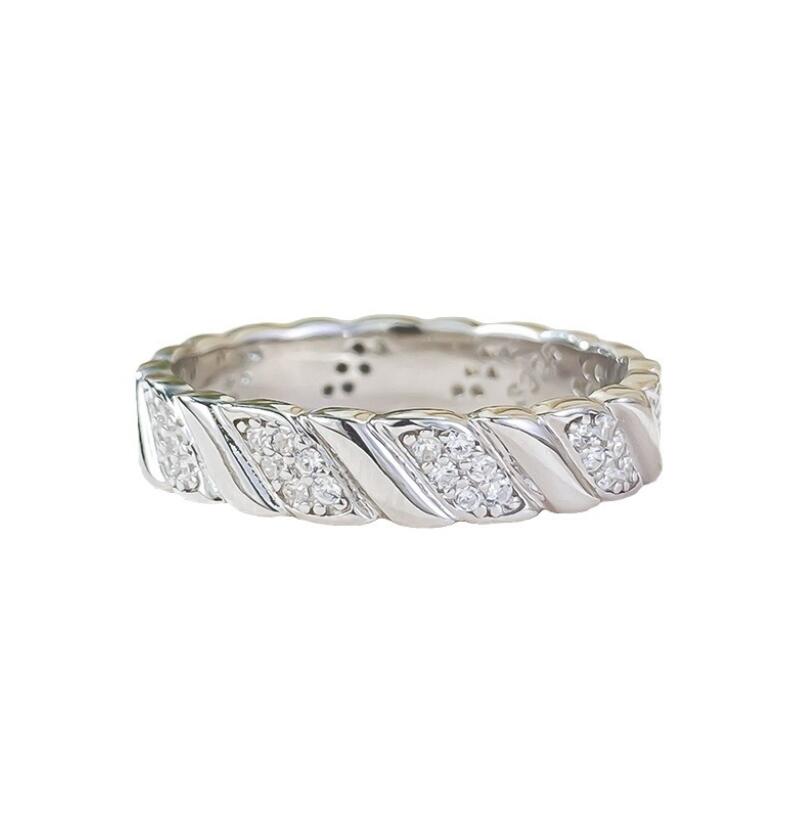 Elegant Real Sterg Sier Moissanite Dia Eternity Twist Ring