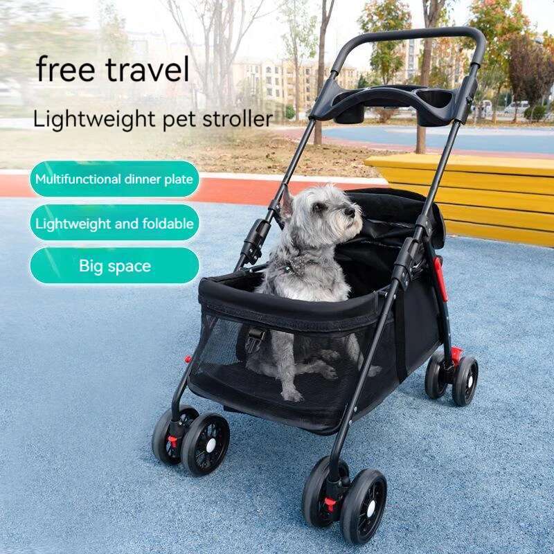 Pet Stroller Lightweight Folding Walking Pet Carrying Bag Outdoor Travel Breathable Meal Plate Dog Cat Trolley For Small Dogs Zozostore