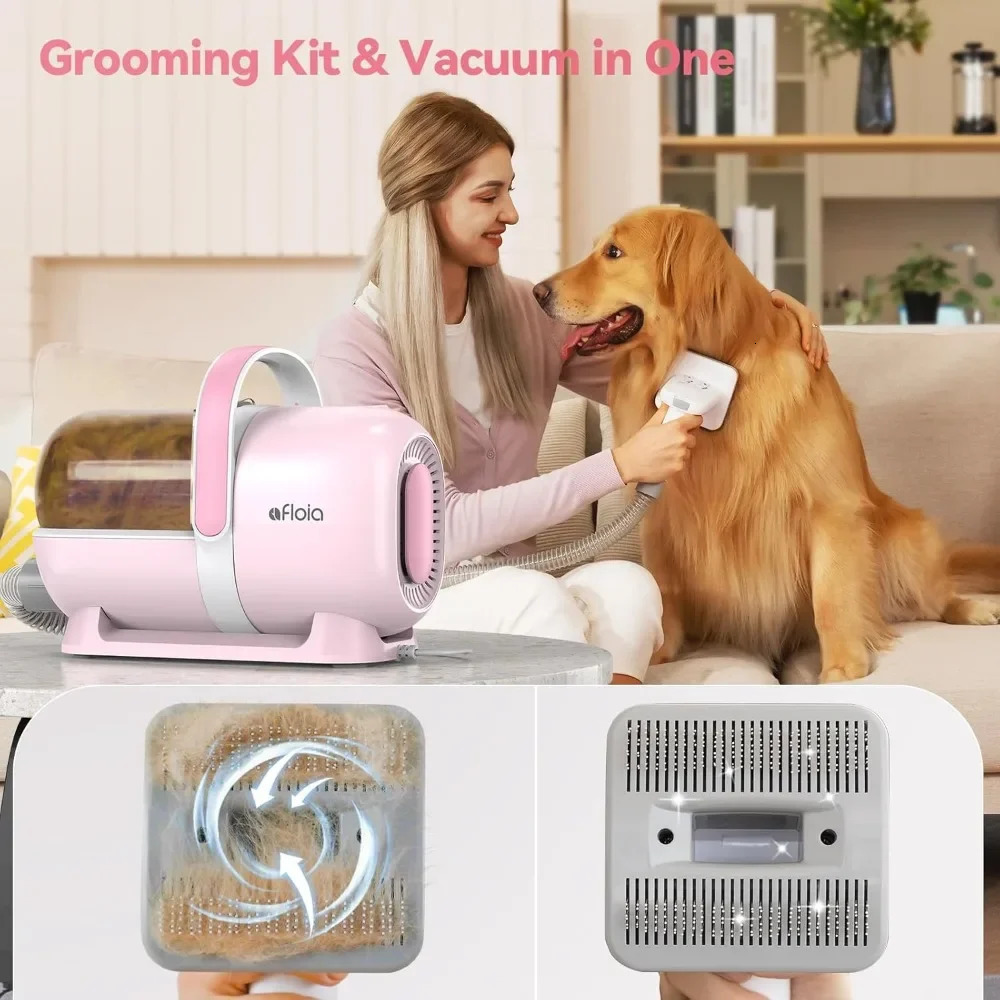 Dog Grooming Kit Pet Grooming Vacuum Dog Clippers Dog Brush for Shedding with 5 Pet Grooming Tools 240808