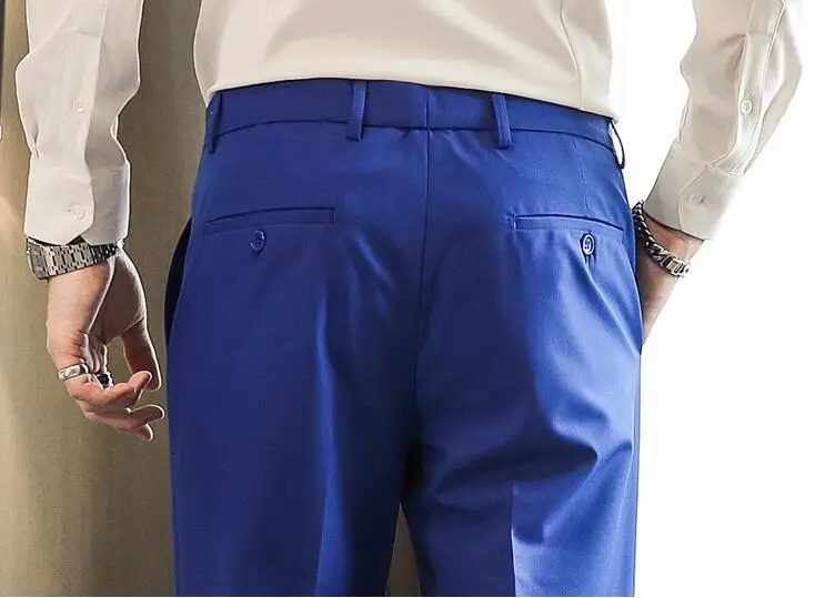 Mens Dress Pants Solid Color Slimming Business Leisure Office Wedding Formal Mens Pants High Quality Mens Clothing Set Pants 29-40 240822