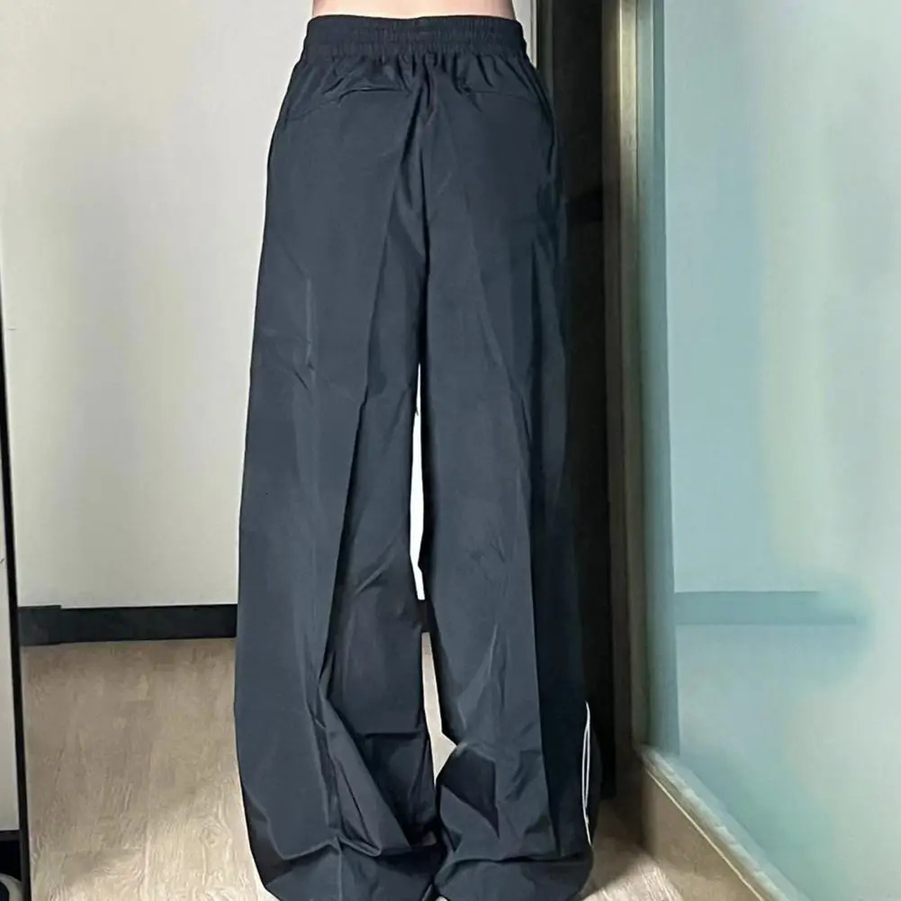 Sports casual pants hiphop style sports retro unisex wide leg elastic waist soft and breathable 240808