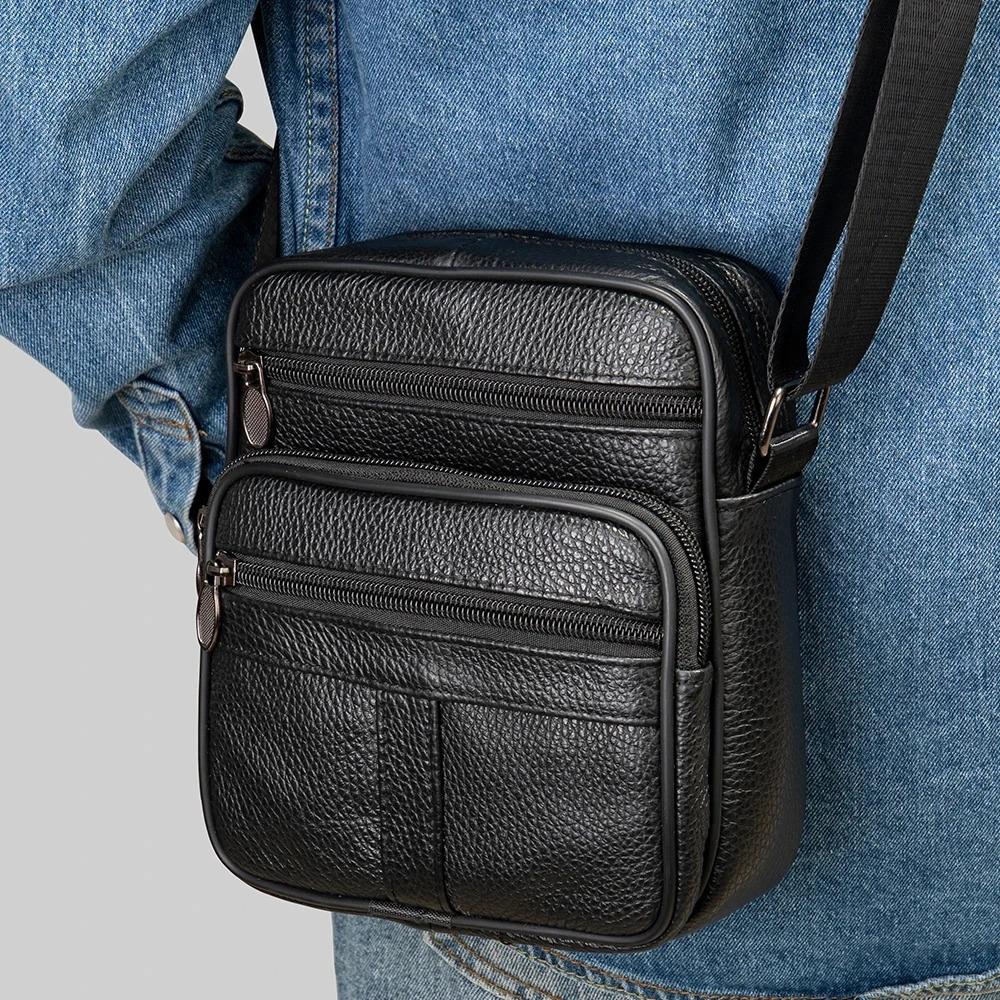 Mens shoulder bag genuine denim leather handbag mens fashion gift cross body briefcase 240808