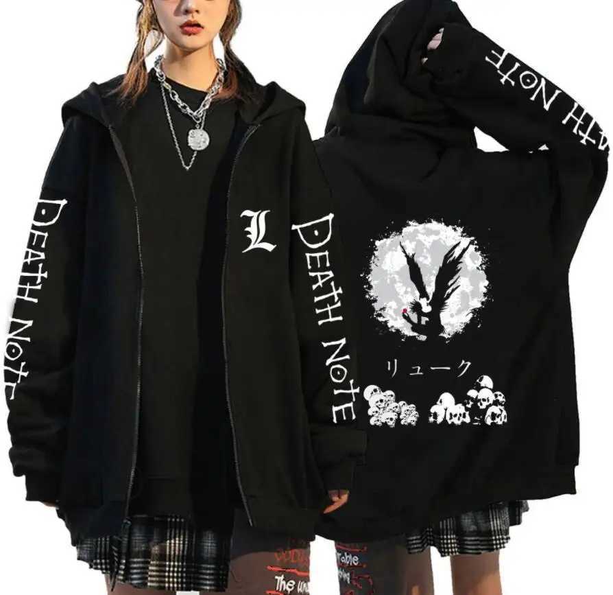 Oversized Hoodie Death Note Zip Up Hoodie Moletom Feminino Casual Streetwear Sweatshirts Vetement Homme Anime Tops JacketsL240807