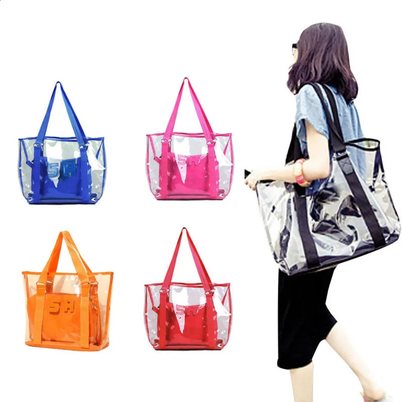 Bolsos Carteras Mujer Fashion Women Jelly Candy Clear Transparent Handbag Tote Shoulder Bags Beach Bag 240809