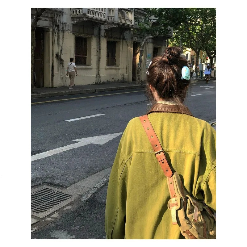 Xgoth Chic Denim Jacket American Retro Old Loose Streetweat Contrast Lapels Jackets Long Sleeve Hip Hop Coats Punk Clothes Tops 240808