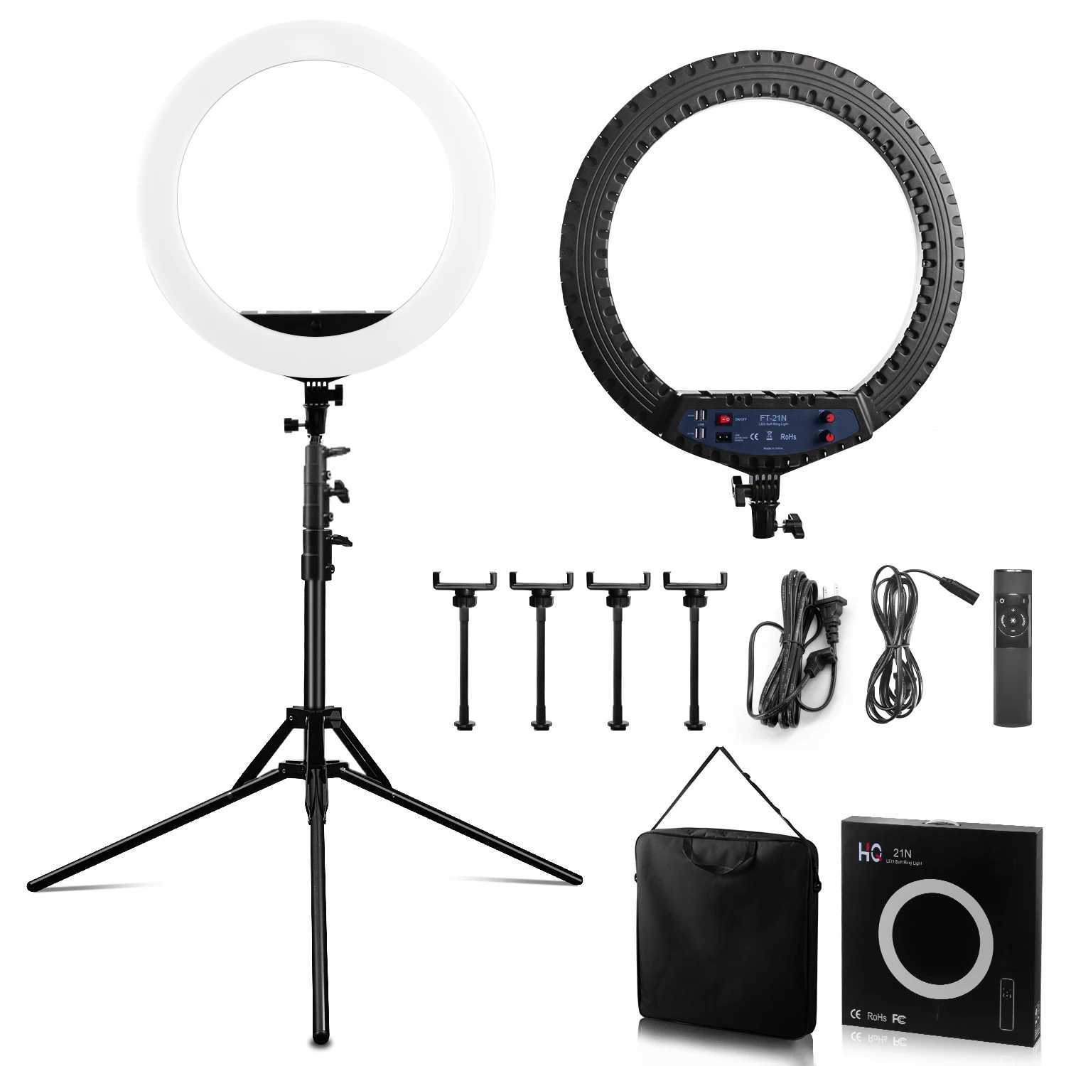 Fosoto FT-21N 21 Inch LED Photography Light Dimmable USB Charge Ring Lamp with Tripod Remote For Makeup Youtube Lighting Y240809