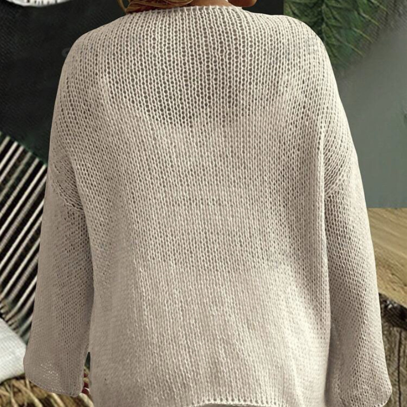 New V-neck Long sleeved Knitted Top Women's Sweater dongdumaoyi