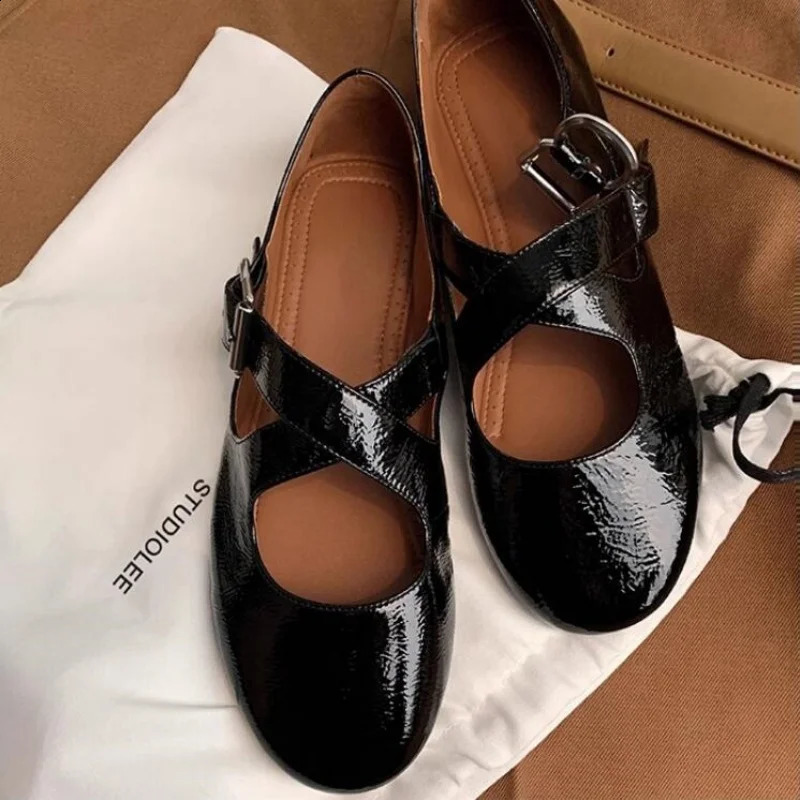 Women Shallow Ballet Autumn Fashion Cross Buckle Mary Jane Casual Comfort Dress Ballerina Flats Shoes #ddmykukumalu