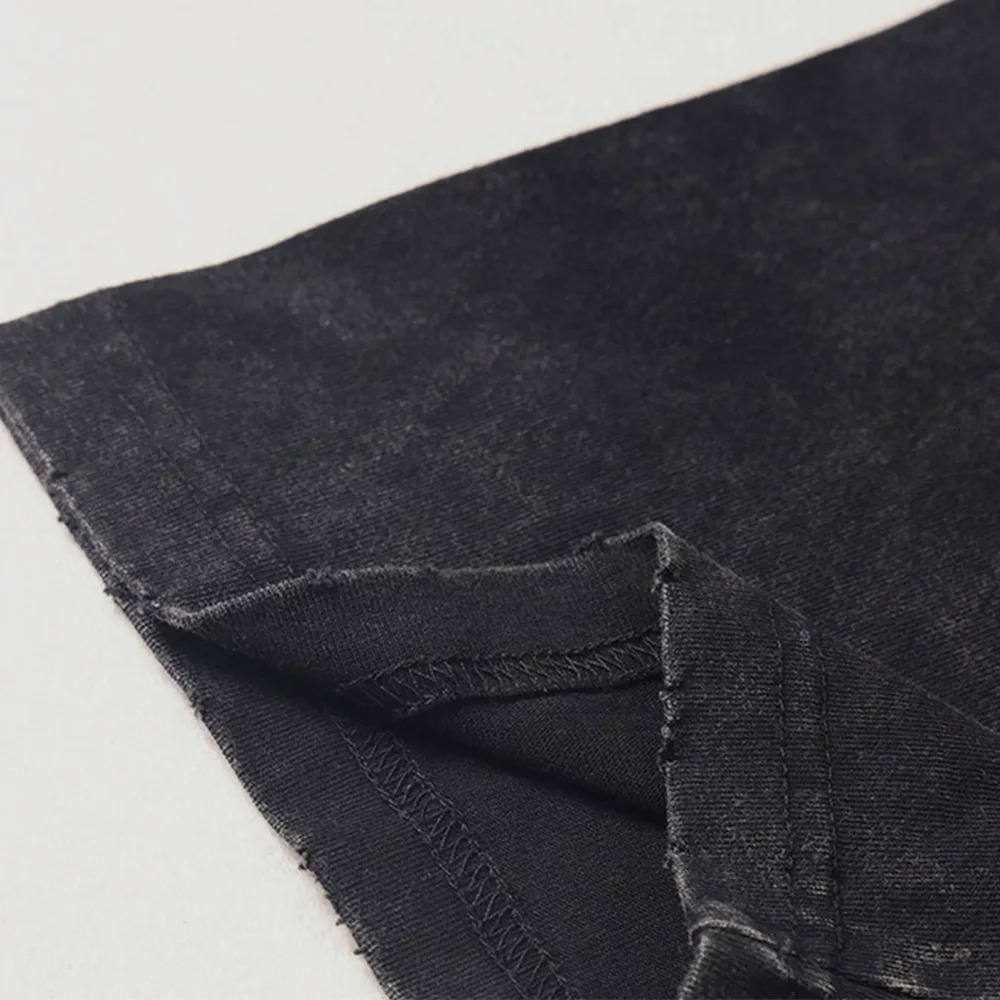 Punk Cool Robot Graphic Print T-shirt for Men Y2K Washed Black Short-sleeve Tops Trend Oversized Round Neck Men and Women Tshirt 240808