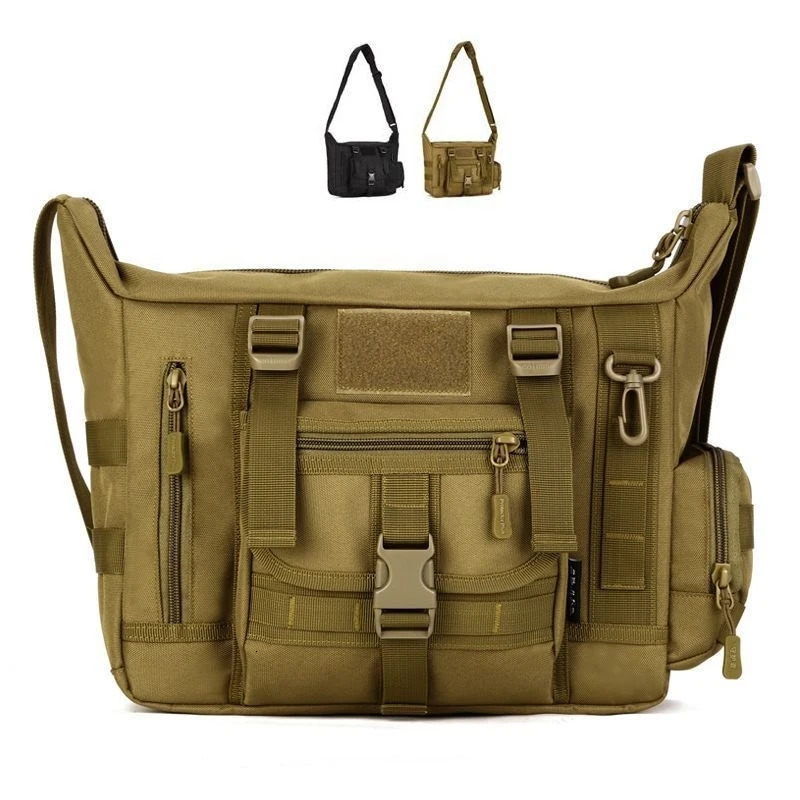 14 inch laptop shoulder bag mens sports tactical single backpack A4 document Molle messenger 240808