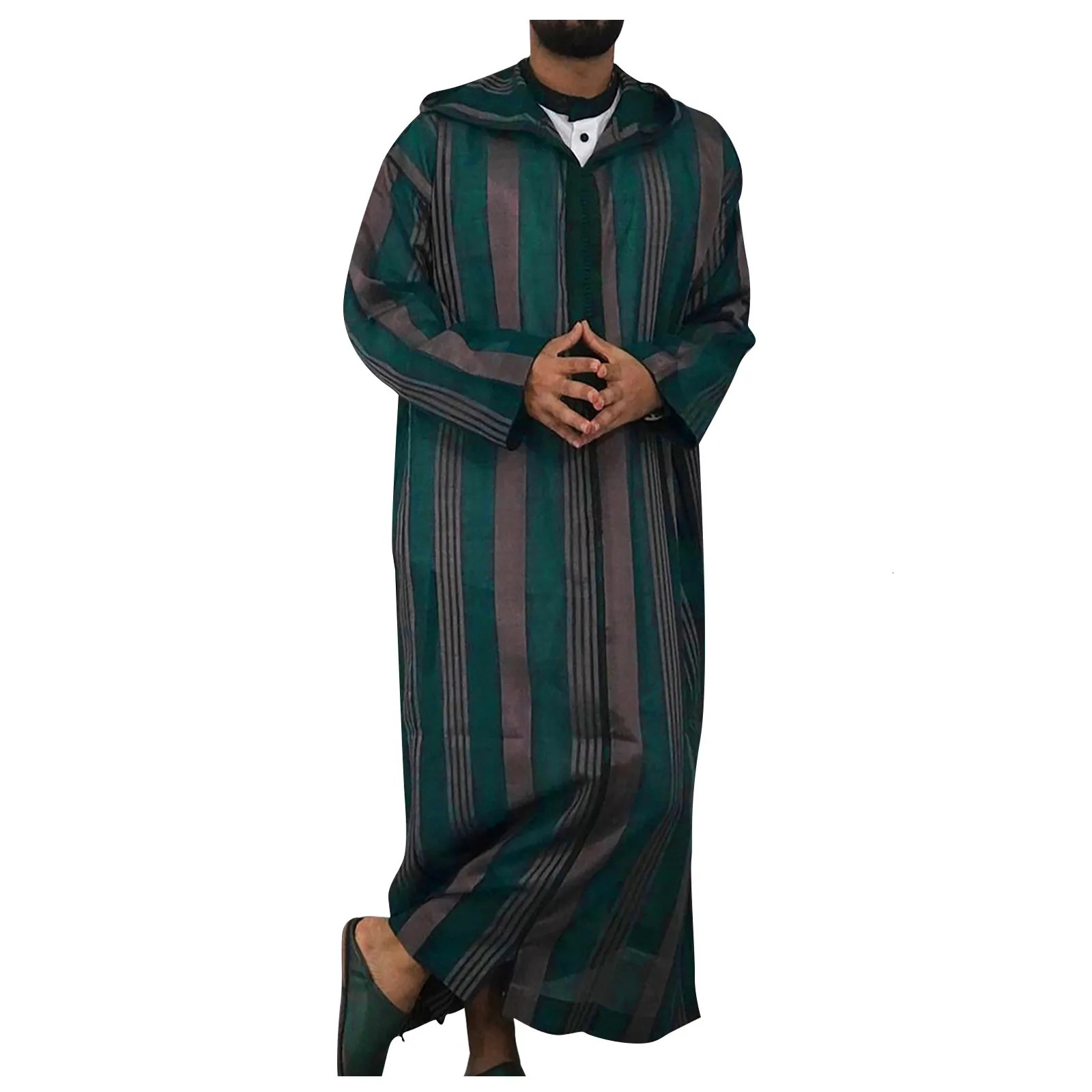 Muslim Islamic clothing Kaftan print Jalabiya Abaya skirt ral mens Saudi Arabia long sleeved Ramadan East robe240808