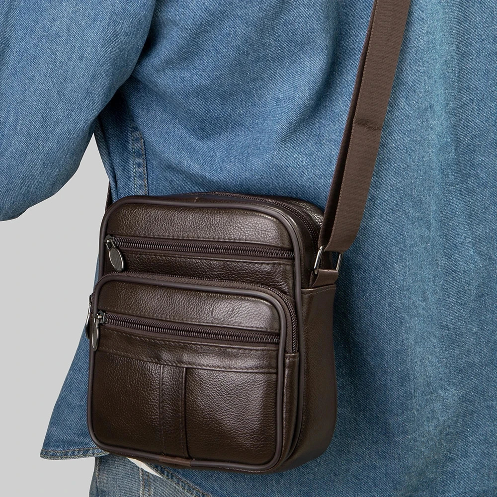 Mens shoulder bag genuine denim leather handbag mens fashion gift cross body briefcase 240808