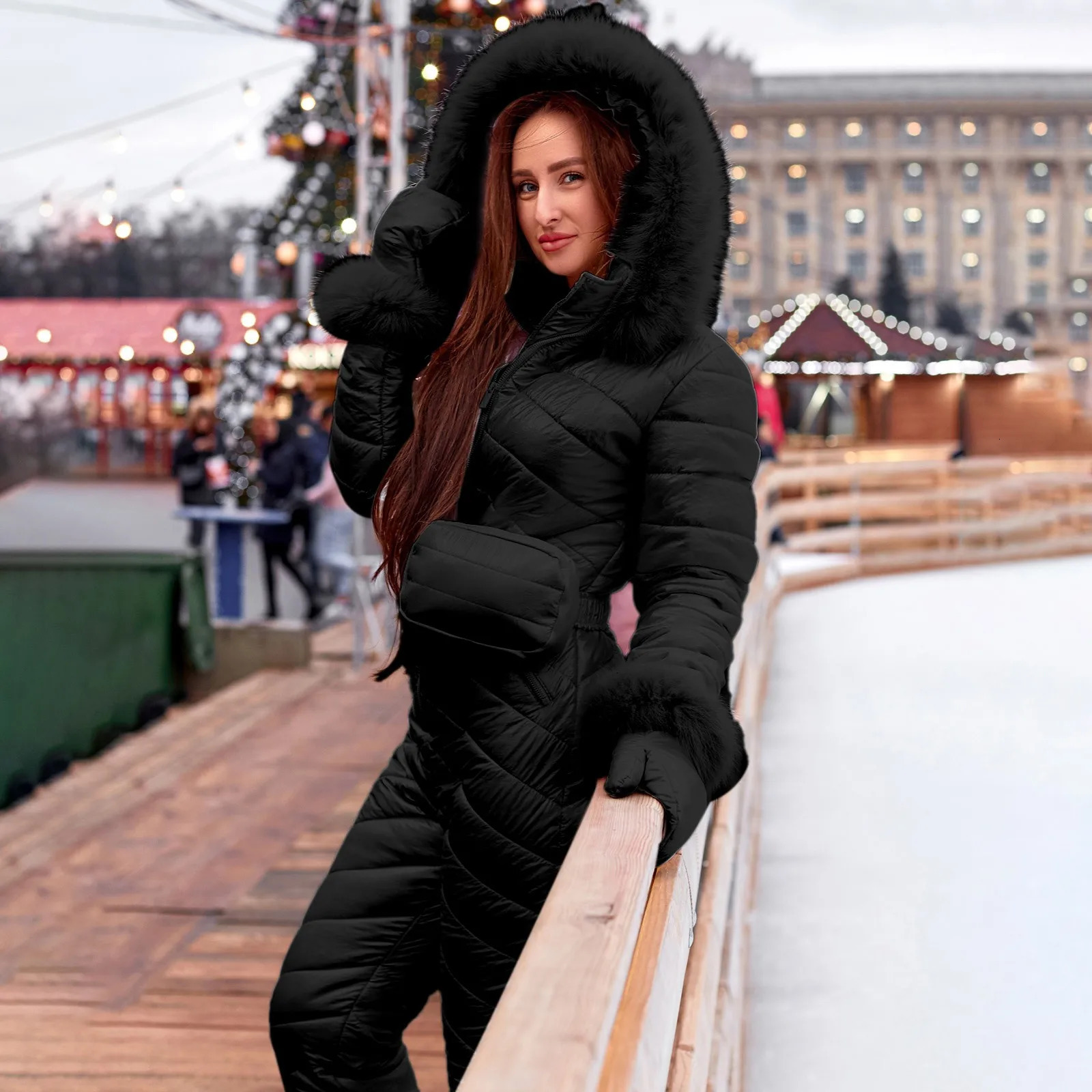 Winter Onepiece Warm Snow Coveralls Mountain Ski Suit Fleece Jumpsuit Super Jacket Pants Breathable 240808