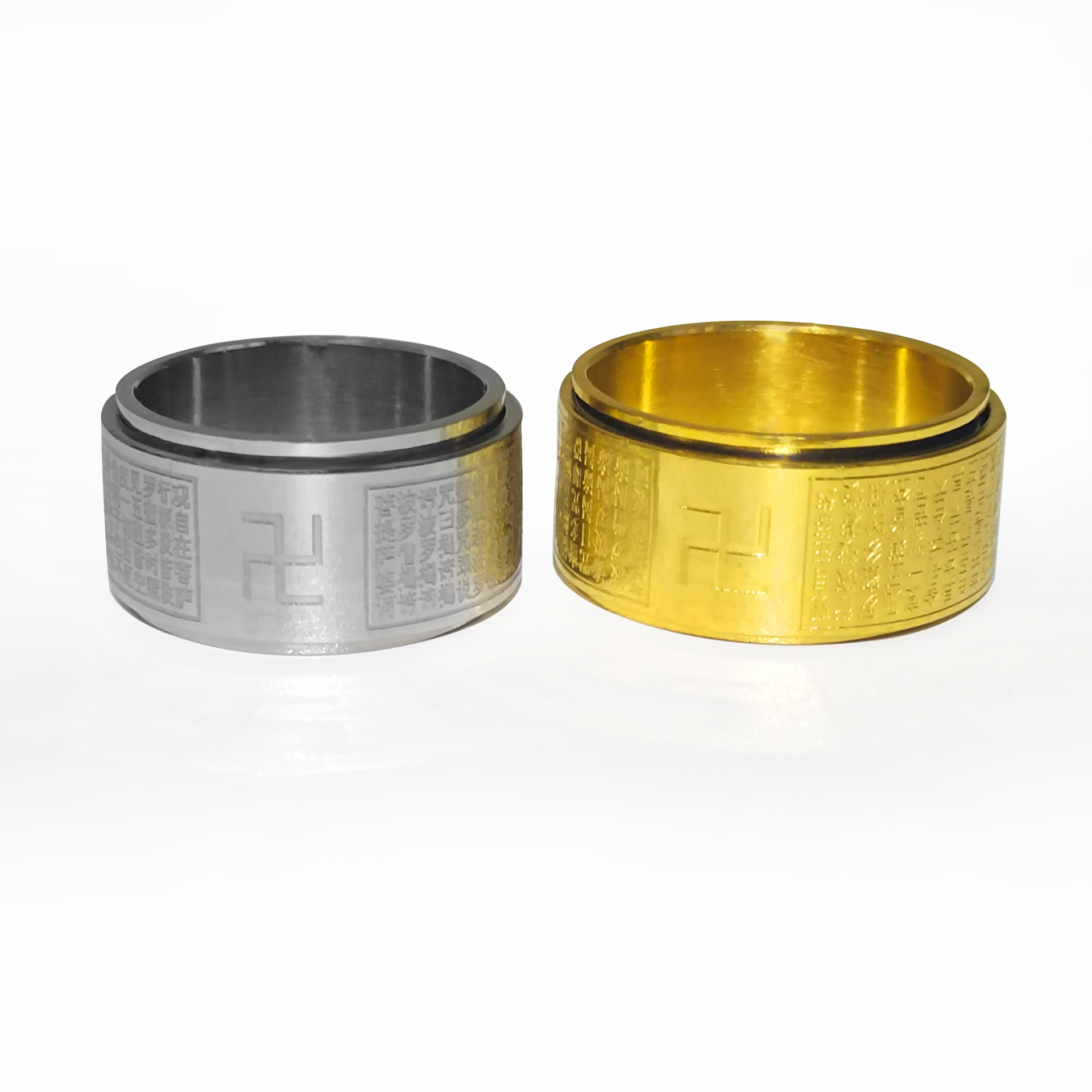 Retro titanium steel simple rotating heart meridian ring for men, niche personality, stainless steel ring, high-end accessory