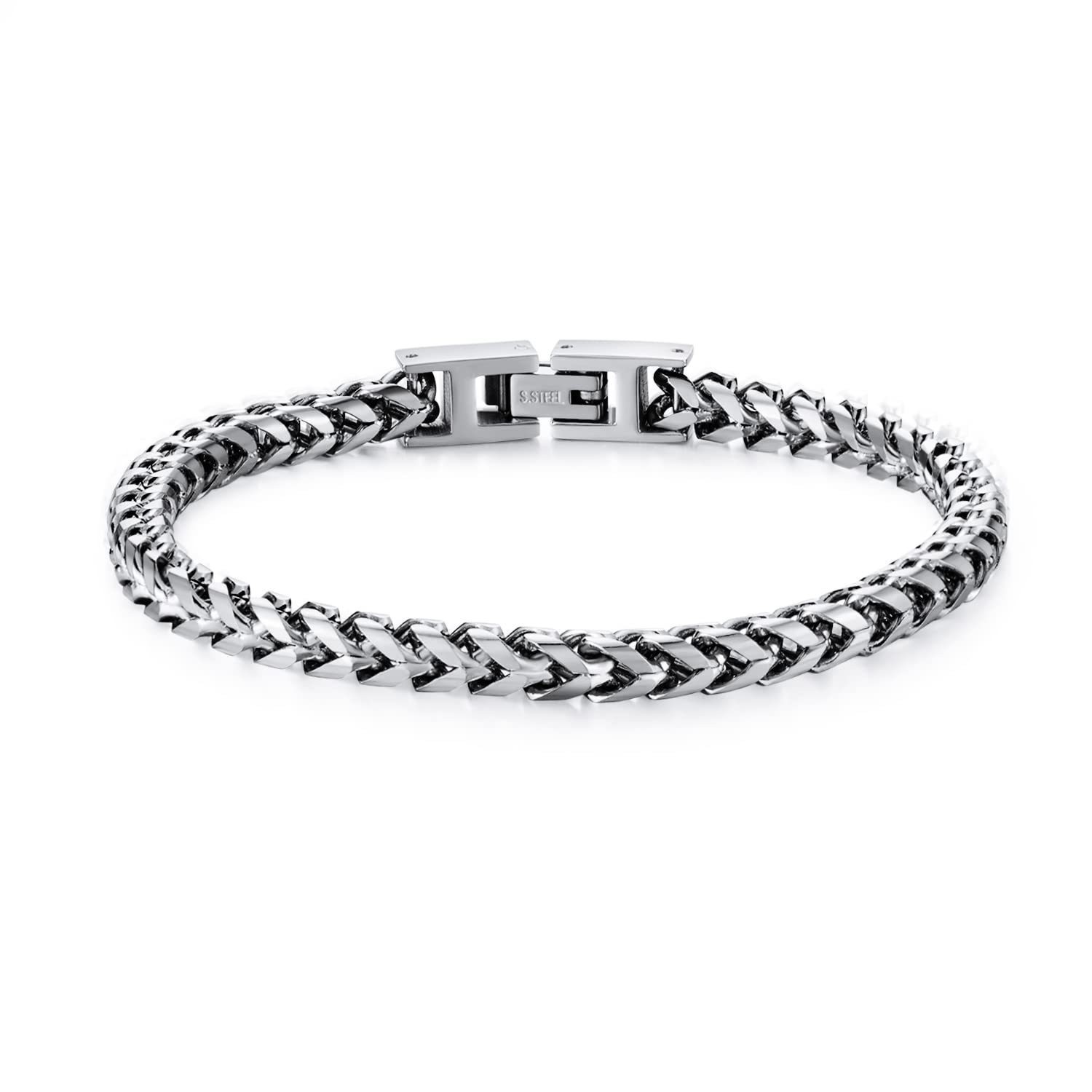 Stainless steel hip-hop men's Cuban bracelet, fashionable and simple folding buckle, Franco bracelet bracelet, wristband