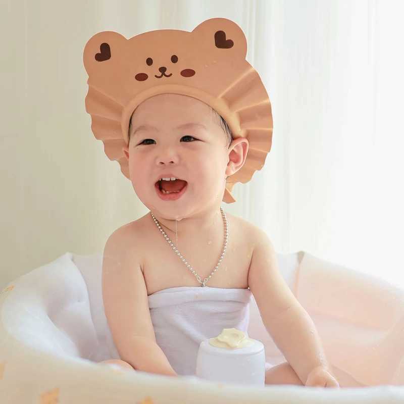 Cartoon baby shampoo cap EVA adjustable bear rabbit baby bath shaver cap protects eyes ears childrens bath pad head cover protective coverW240717