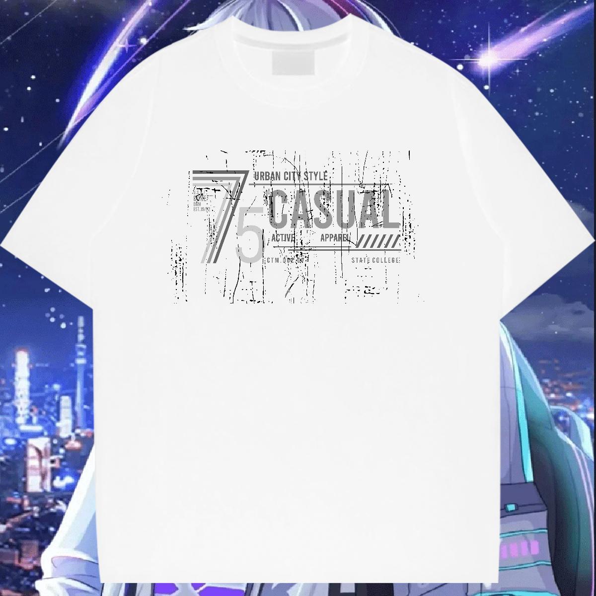 Unisex Womens Tshirts 230g Cotton letter Casual Daily Wear Womens T Shirts Breathable Crew Neck Anime Tees