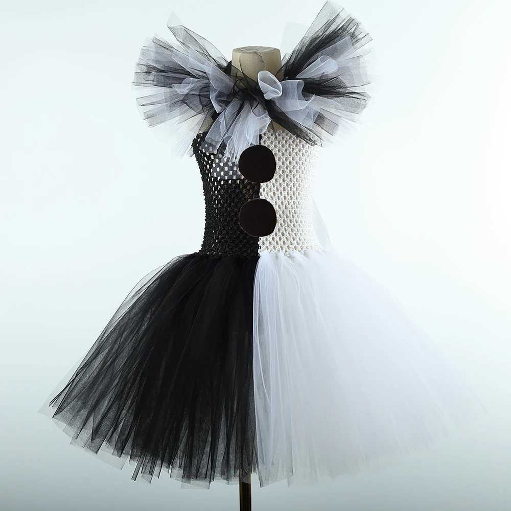 Terrifier Art Clown Costume Girl Black White Fancy Tutu Dress Up Horror Joker Dress for Kids Halloween Carnival Party CostumesY240809