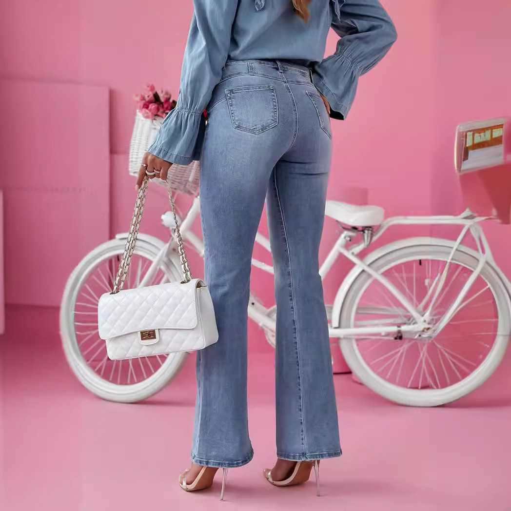 Spring Summer New Micro La Jeans Womens Fashion Style Commuter Casual Pants
