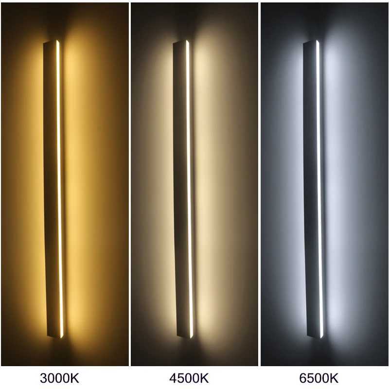 Modern LED Long Wall Lamp IP65 Waterproof Outdoor lighting AC220V Aluminum Black Garden porch Sconces Decor Wall LampCL240809