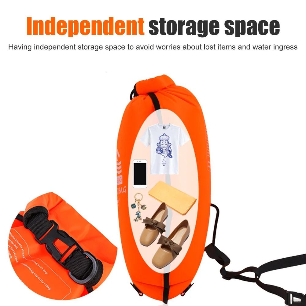 PVC swimming bucket dry bag 20L inflatable open bait towing floating waterproof double air water sports safety 240808