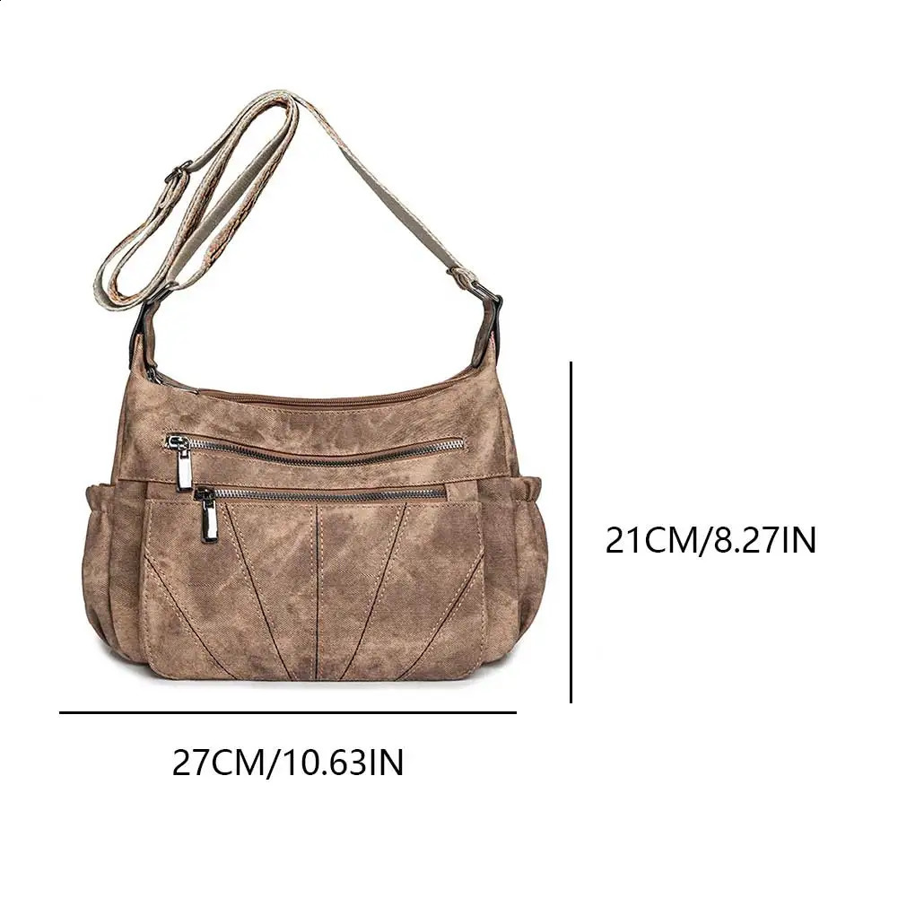 Women PU Casual Tote Handbag Large Capacity Travel Tote Bag Zipper Closure Trendy Messenger Bag Multi-pockets Simple Satchel Bag 240809