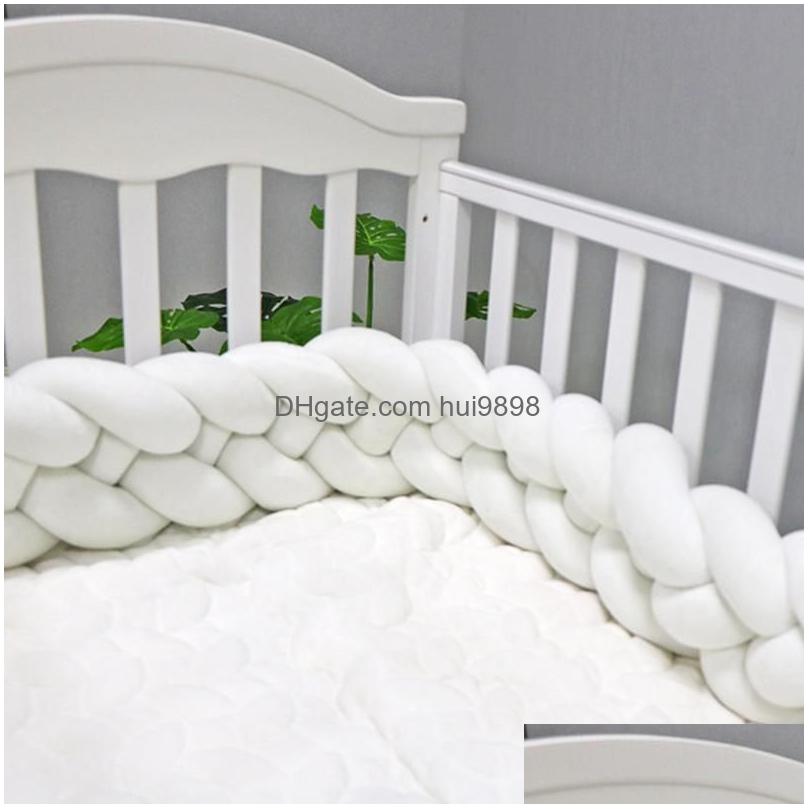 Bedding Sets Baby Bed Protector Bumper Born 4 Twist Pure Cotton Weave Plush Knot Crib Decor Ball Infant Room Decoration1 Drop Delive Dh8Wd 240925