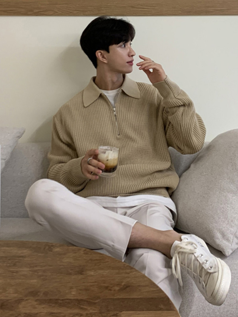 Men's Sweaters Winter Men's Sweater Casual Pullover Jumper Clothes Sweaters Man Slim Stand Collar Knitted Pullovers Male Half Zip Sweater