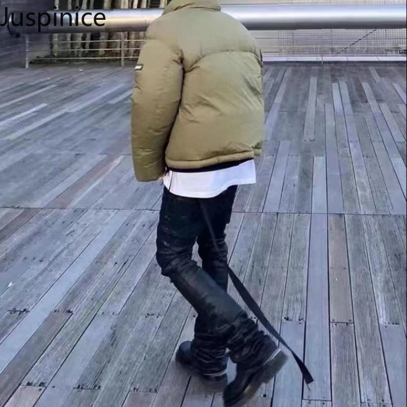 Spring Autumn Personalized Slim Jeans Mens Dark Black Casual High Street Niche Micro-flared Pants Men Trousers Male Clothes 240809