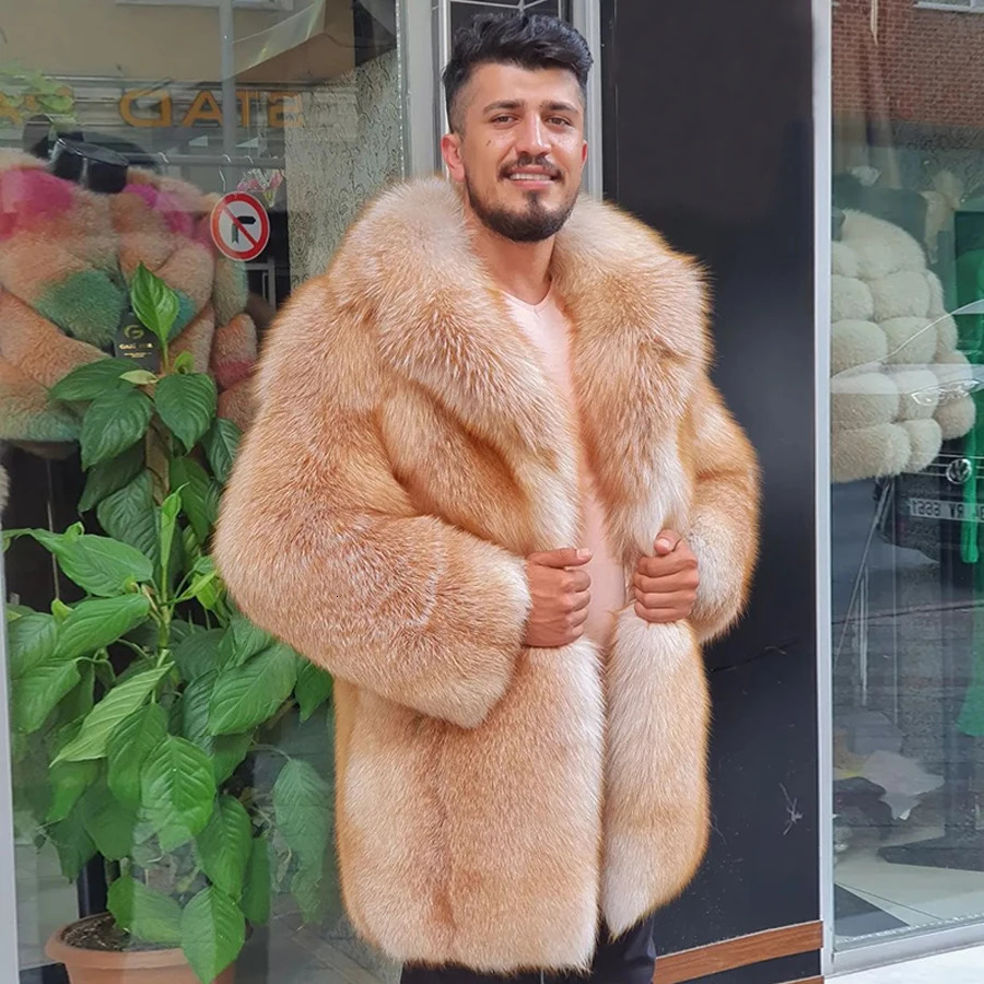 Real Fox Fur Coat Mens Fur Jacket Fashion Winter Warm Fur Coat Selling Arrival 240809