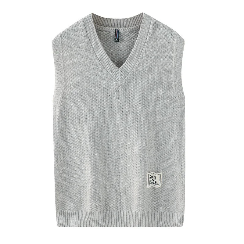 Autumn and winter mens casual Vneck sweater vest fashionable sleeveless knitted comfortable warm bottom shirt 240809