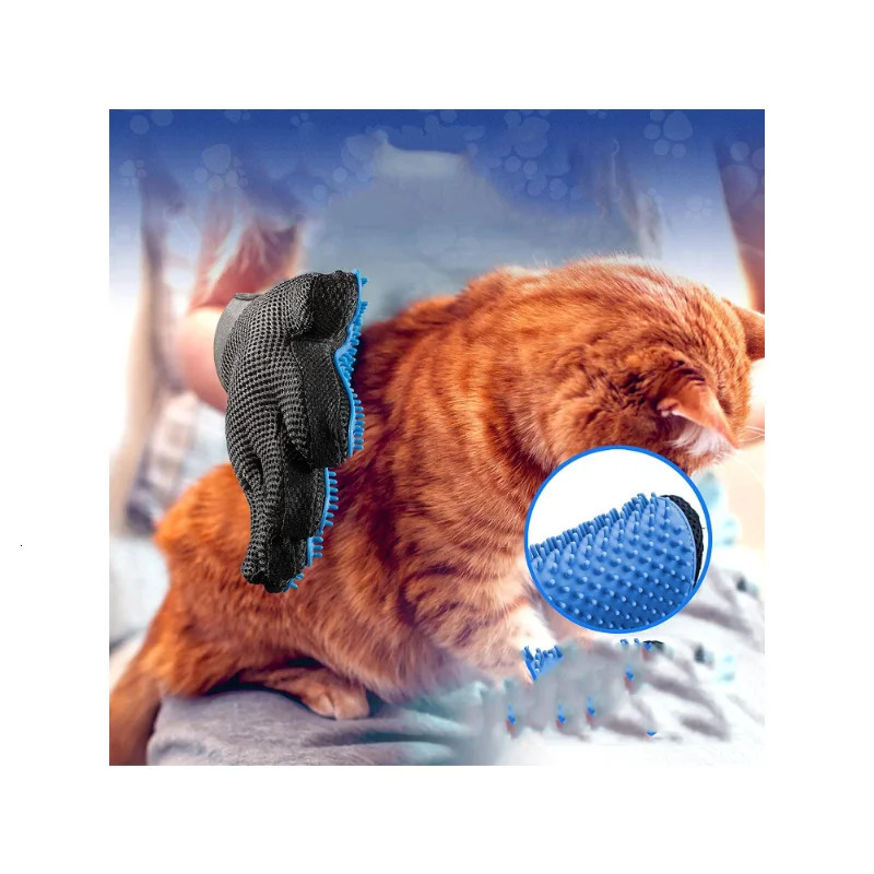 Pet Glove Cat Grooming Glove Cat Hair Deshedding Brush Remover Brush For Animal Gloves Dog Comb for Cats Bath Clean Massage Hair 240807