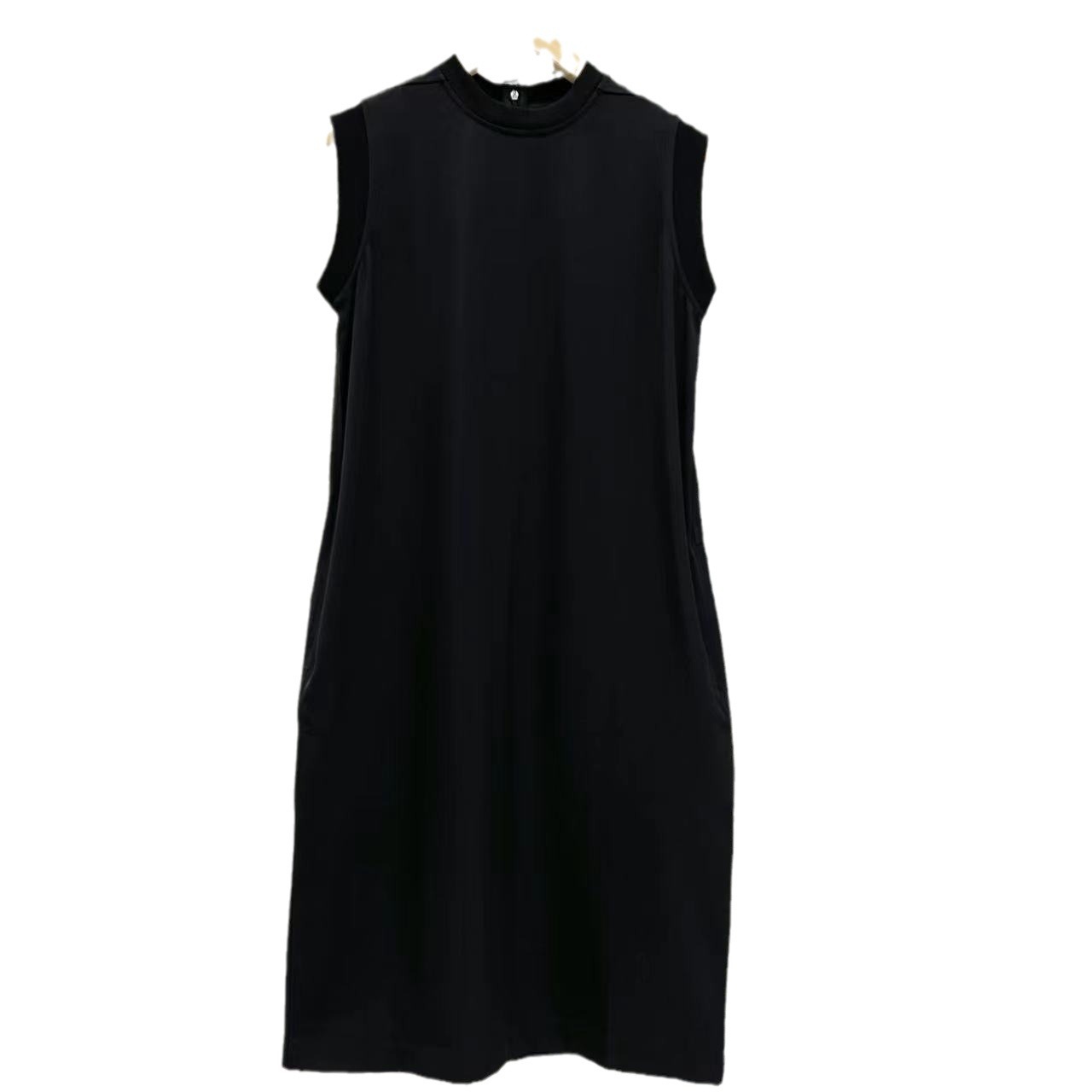 Basic & Casual Dresses Women's Sleeveless High-End Dress With Ribbed Edging Straight Tube Skirt Versatile Commuting A-Line Mid Length Skirt