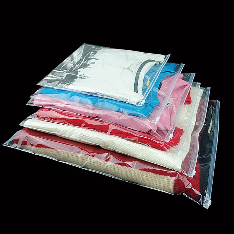 50 pieces of PE polyethylene transparent zipper bags scarves jackets shirts socks home travel storage clothing packaging printing 240809