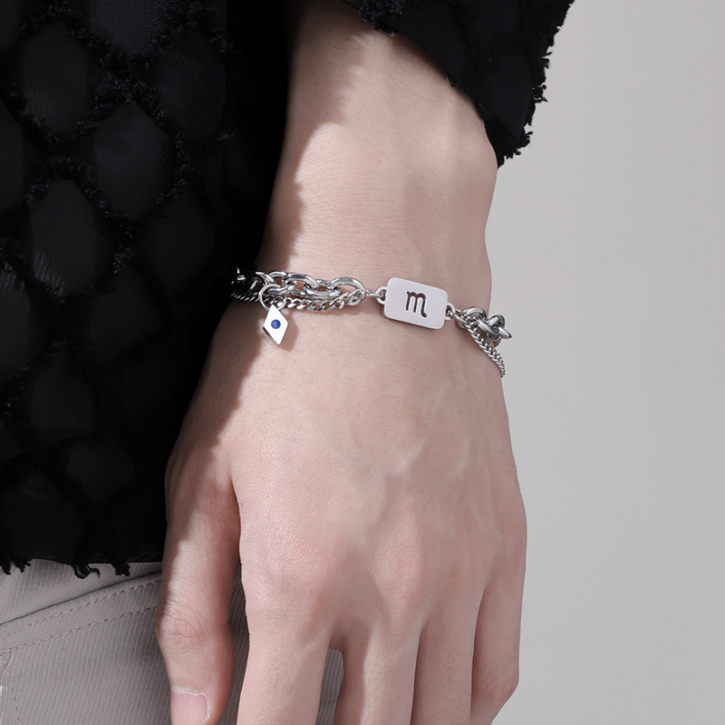 Twelve Constellations Titanium Steel Bracelet for Men, High End, Versatile, Non Fading, Light Luxury Fashion Accessories