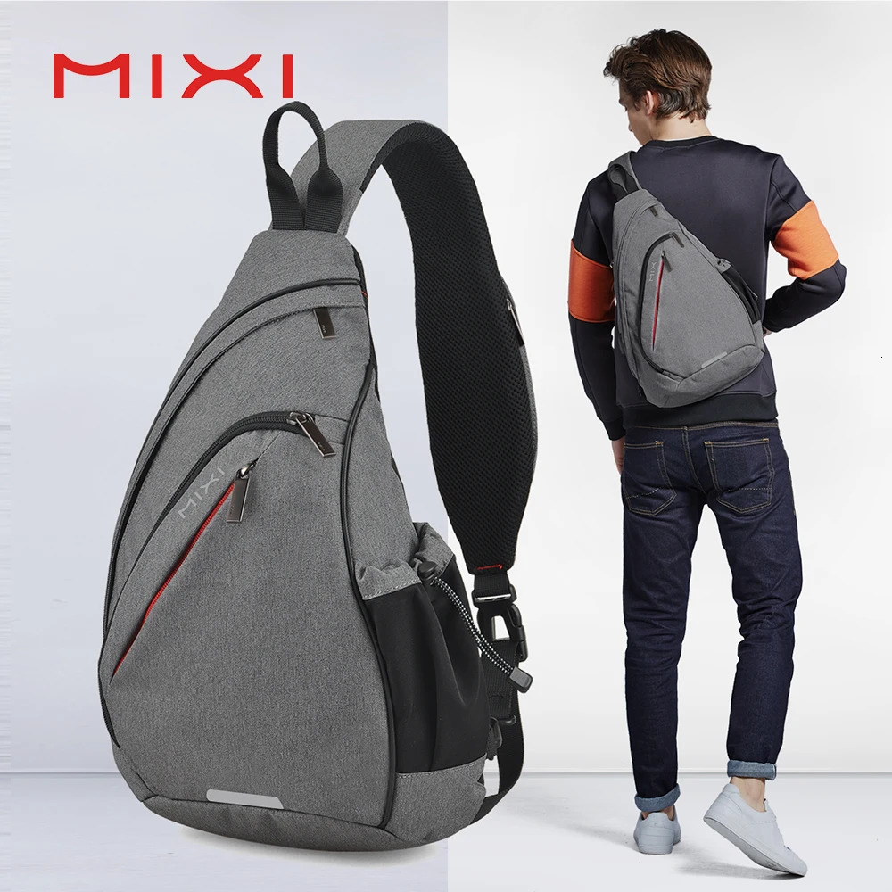 Mixi Mens Single Shoulder Backpack Womens Sling Bag Cross Body USB Boys Bicycle Sport Travel Edition Fashion Student School 240808