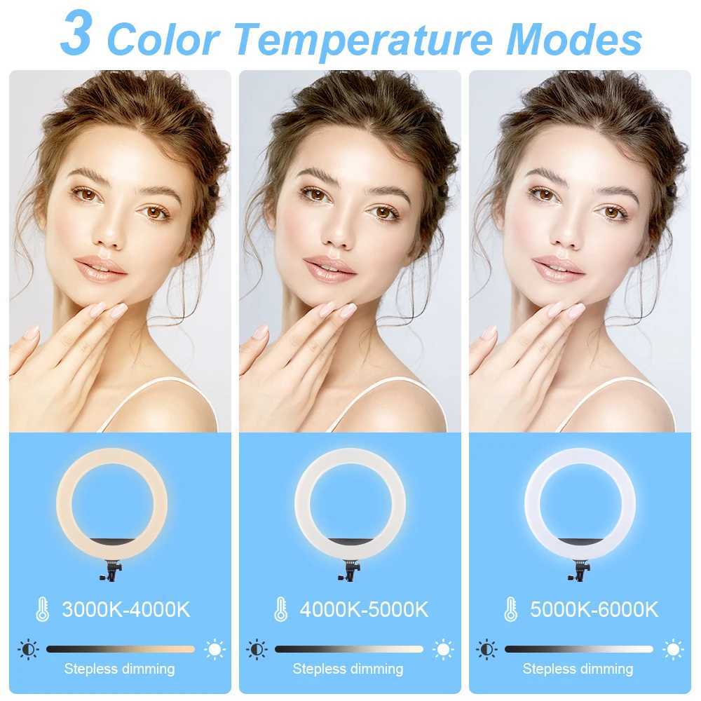 Fosoto FT-21N 21 Inch LED Photography Light Dimmable USB Charge Ring Lamp with Tripod Remote For Makeup Youtube Lighting Y240809