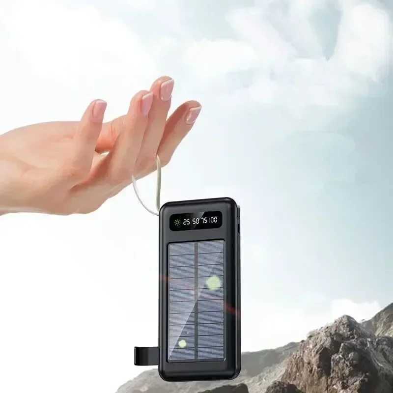 80000 Mah Solar Power Bank Thin Light Comes With Four-wire External Battery Portable Daily Power Bank For AP xm SamsungCL240808