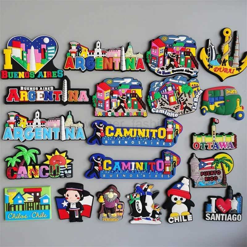 PVC Fridge Magnets Tanzania New York Bahamas Antigua Dubai Venezvela Puerto Rico Ottawa Argentina Santiago Chile Fridge StickerXJ240809