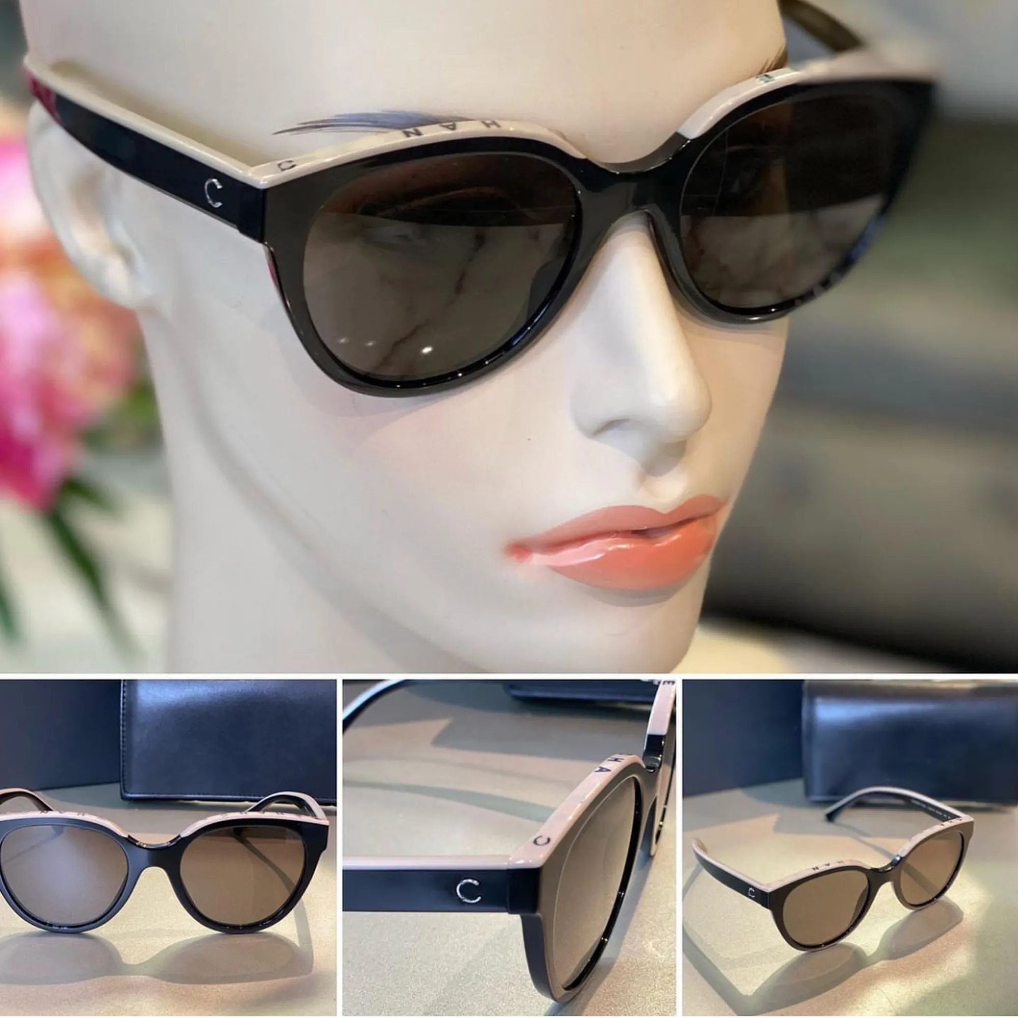 hotfor women womens retro eyewear uv400 5414 5417 protect lenses with letter frames butterfly sun glasses black beige eyeglasses