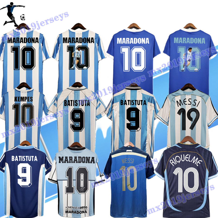 S-4XL Maradona 1994 Retro Argentina Soccer Jersey Men kids kit Classic Vintage Football Shirt Messis RIQUELME CRESPO TEVEZ ORTEGA BATISTUTA