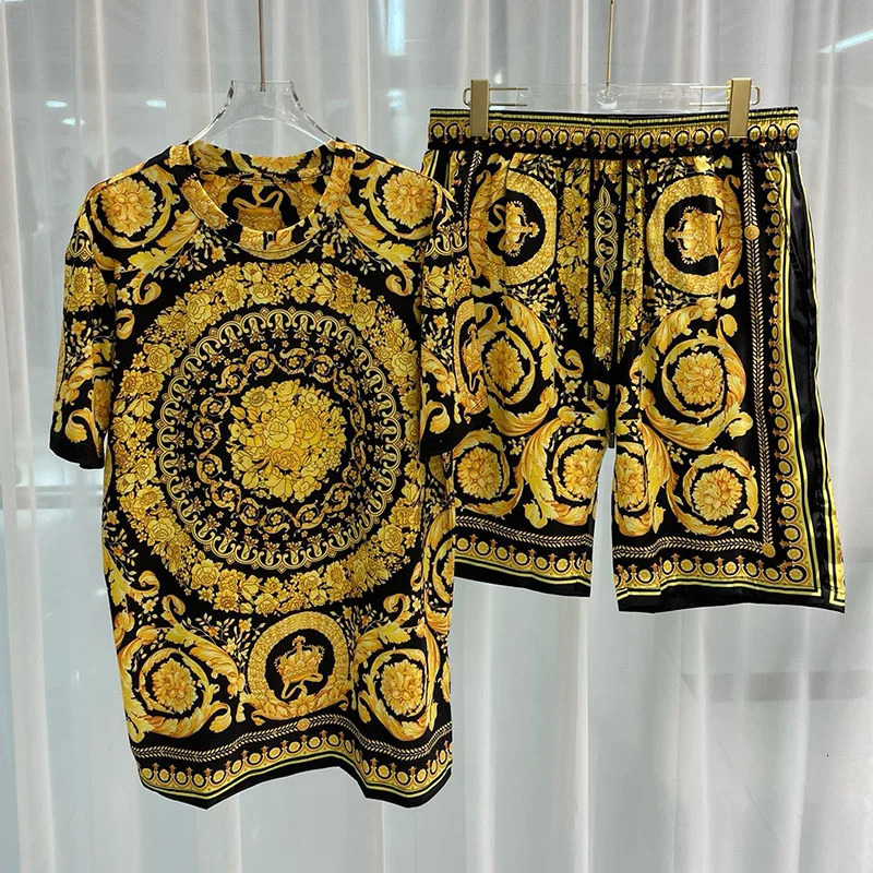 Summer European and American Fashion Leisure Digital Printing Round Neck Short Sleeve Mens Fashion Trend240808