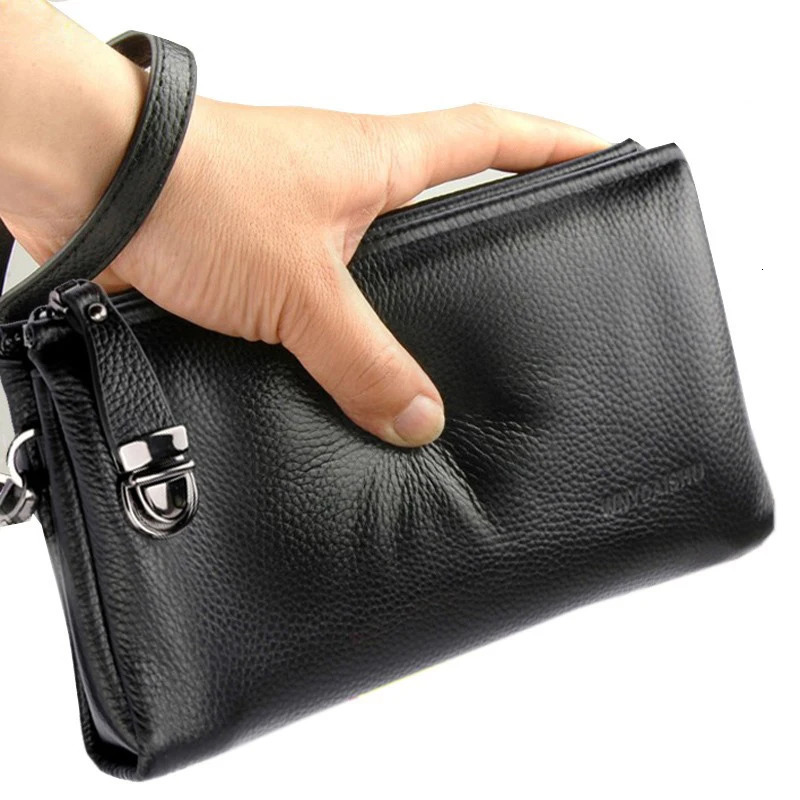 Fashionable leather mens clutch bag antitheft and waterproof business wallet soft birthday gift 240808