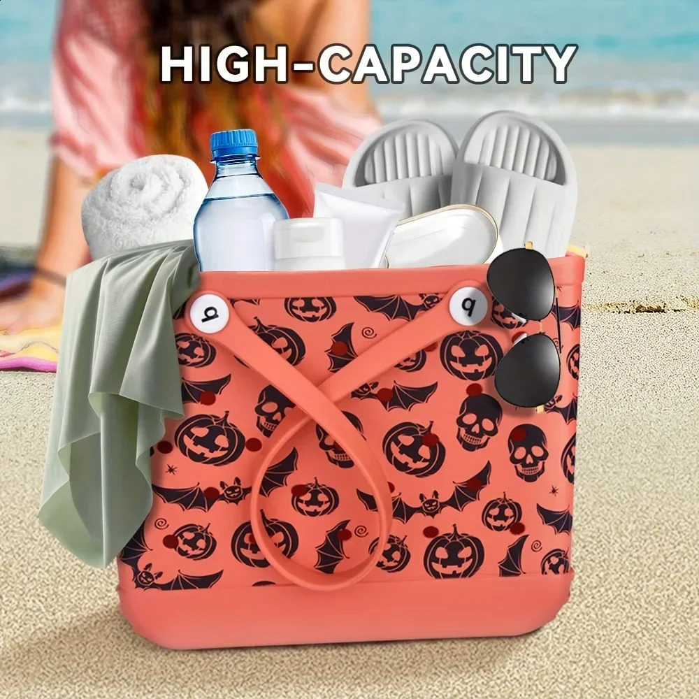 3 Halloween EVA Beach Bag Fashionable Storage Pumpkin Skull Shopping Outdoor Travel And Camping Handbag 240809 4