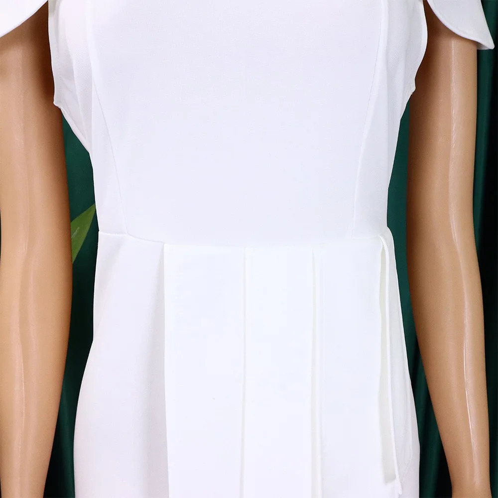 Elegant Office Dresses Woman Professional Stylish O Neck Short Sleeve Solid Sheath Package Hips Mid Calf Formal Business Dress 240809