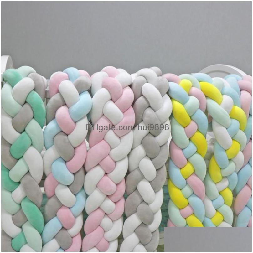 Bedding Sets Baby Bed Protector Bumper Born 4 Twist Pure Cotton Weave Plush Knot Crib Decor Ball Infant Room Decoration1 Drop Delive Dh8Wd 240925