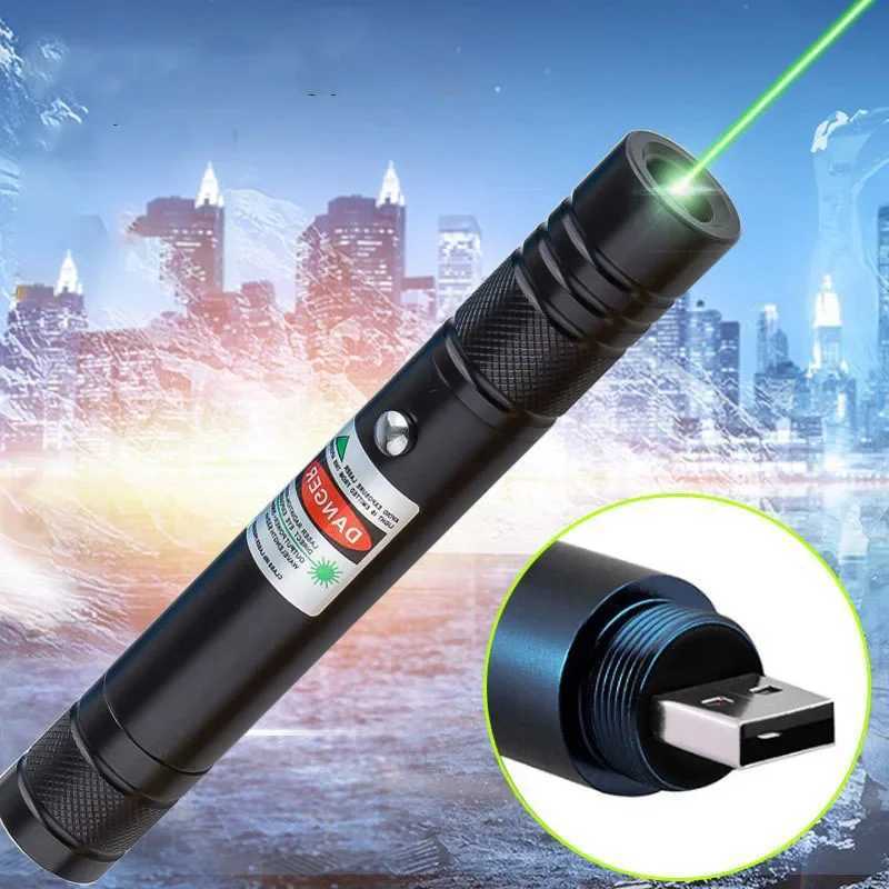 Green USB Rechargeable Laser Pointer High Power Green Light Flashlight Laser Sight Pointer Pen High Power Laser Equipo TacticoM240809